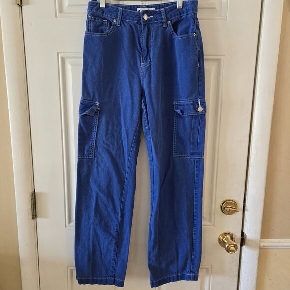 S.O.N.G. Wide Leg Blue Jeans Size 7/28 Y2K Baggy 90s Denim Vintage Skater Pants - Picture 1 of 6